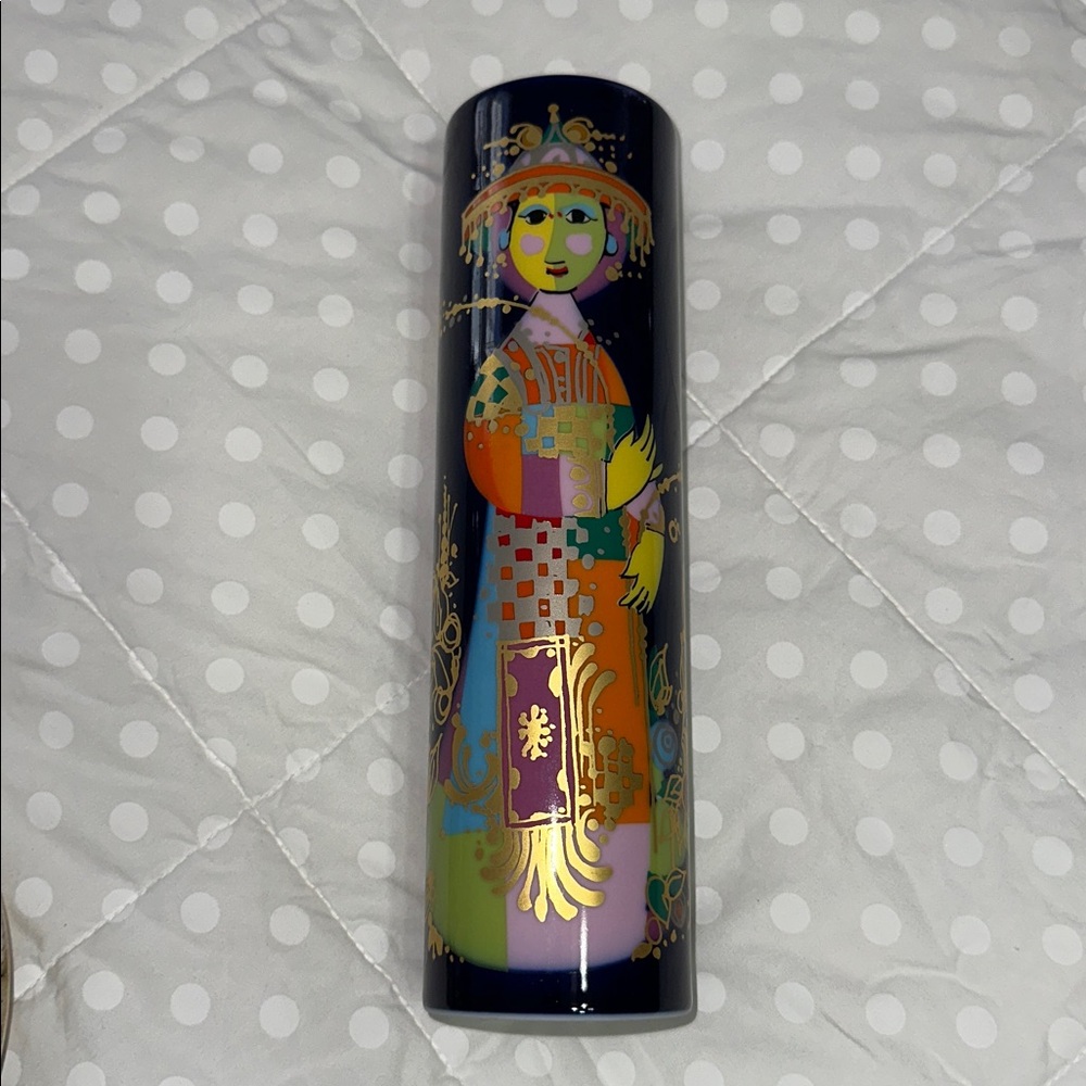 Multicolor Ceramic Decorative Vase with Gold Accents Rosenthal Bjorn Winblad MCM